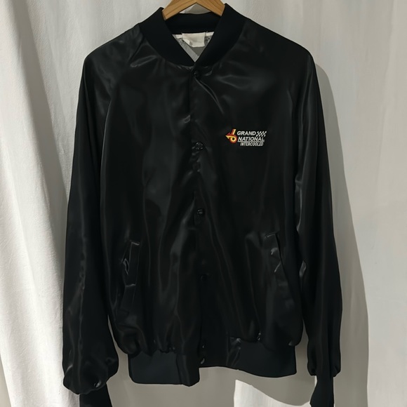 Vintage Grand National Intercooled Satin black Bomber Jacket Mens 80s Buick - Picture 1 of 13